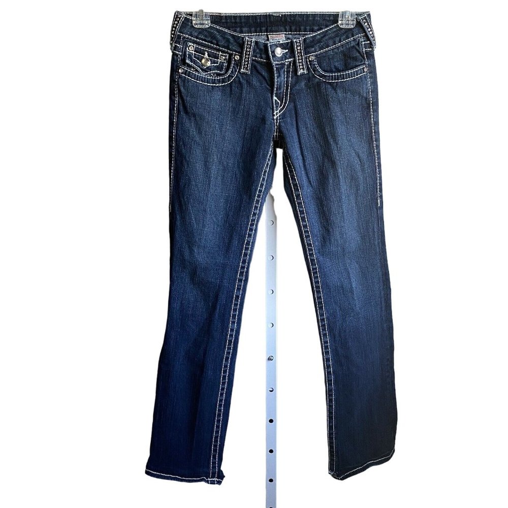 True Religion Disco Billy Big T Jeans Women's Size 28 Bootcut Dark Wash USA Made